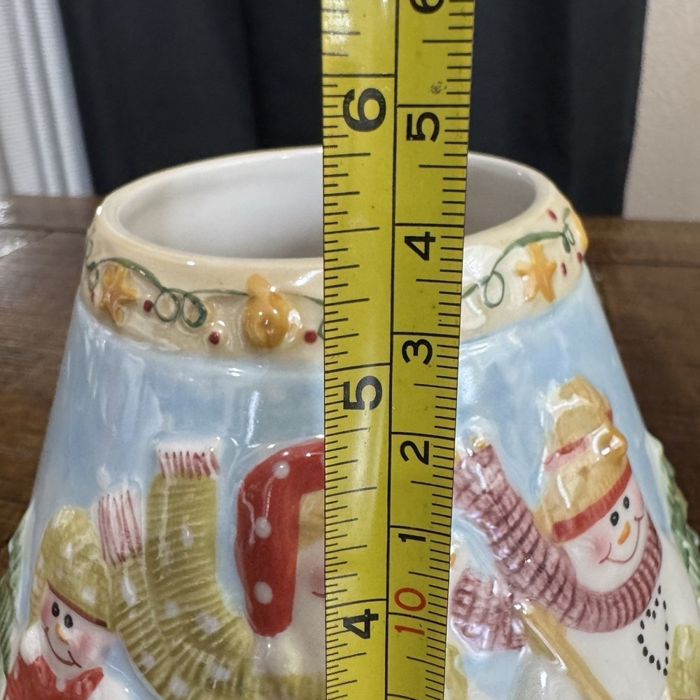 Yankee CANDLE Lrg Shade Topper‎ Glazed Ceramic Christmas/Winter Snowman Family - Picture 4 of 6
